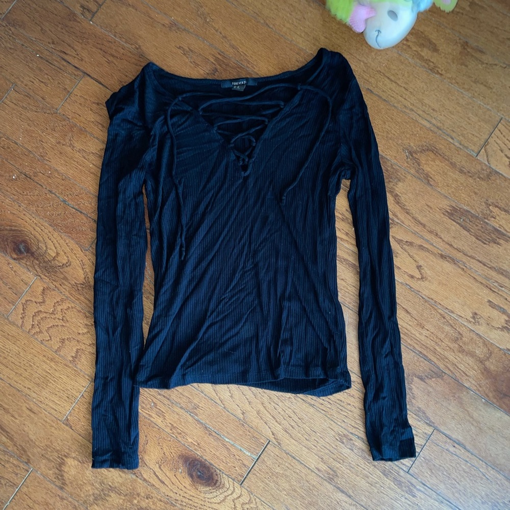 Black Tie Long Sleeve Shirt